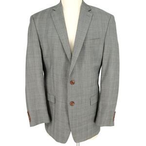 Lauren Ralph Lauren Sport Coat Mens 44L Black Gray Glen Plaid Wool Jacket FLAW